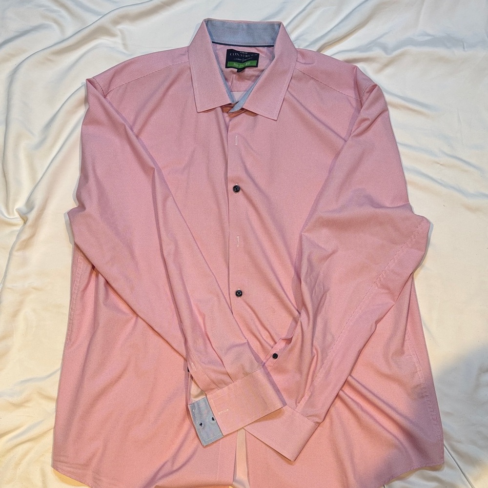 Construct Pink Button-Up long sleeved dress Shirt